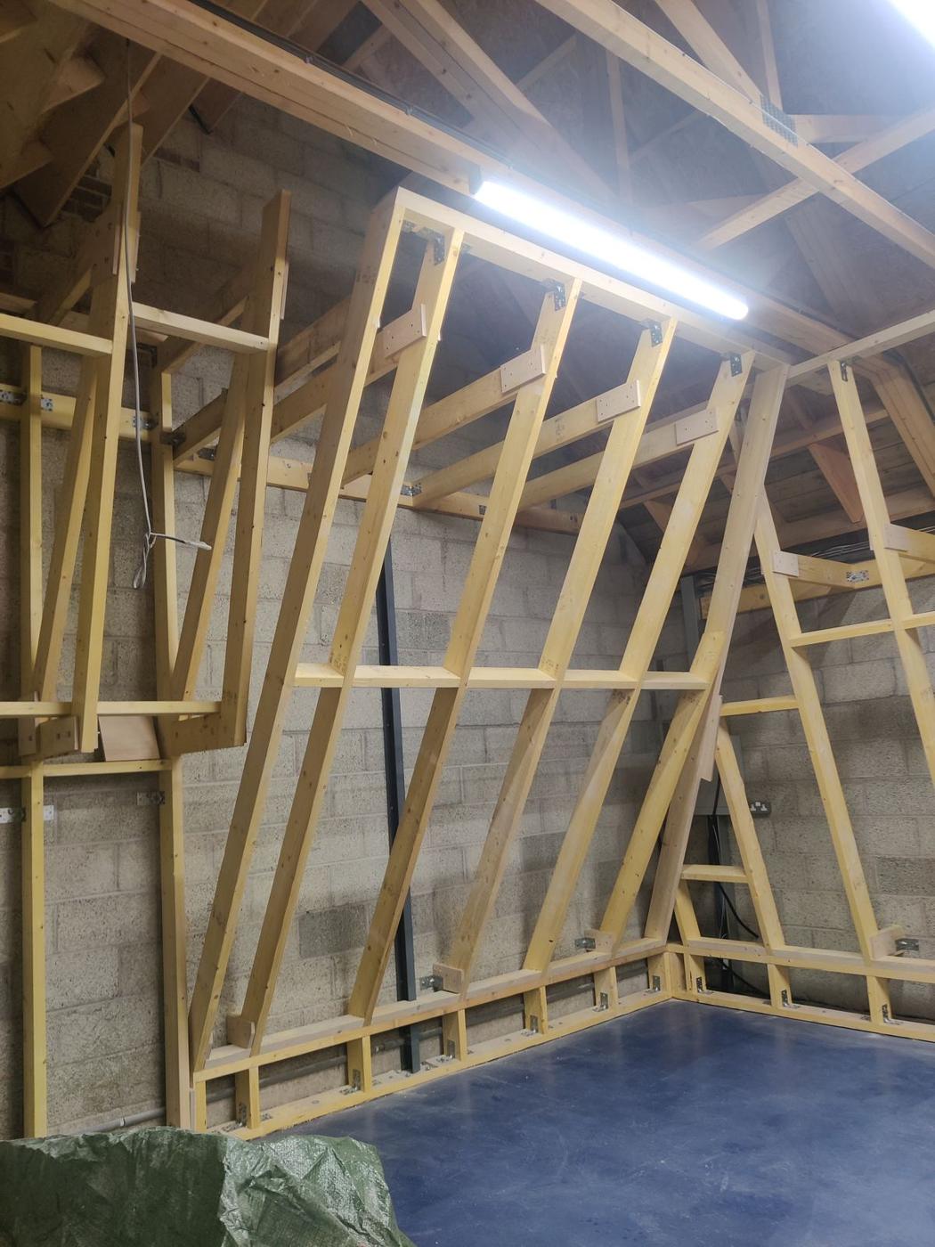 Climbing wall frame