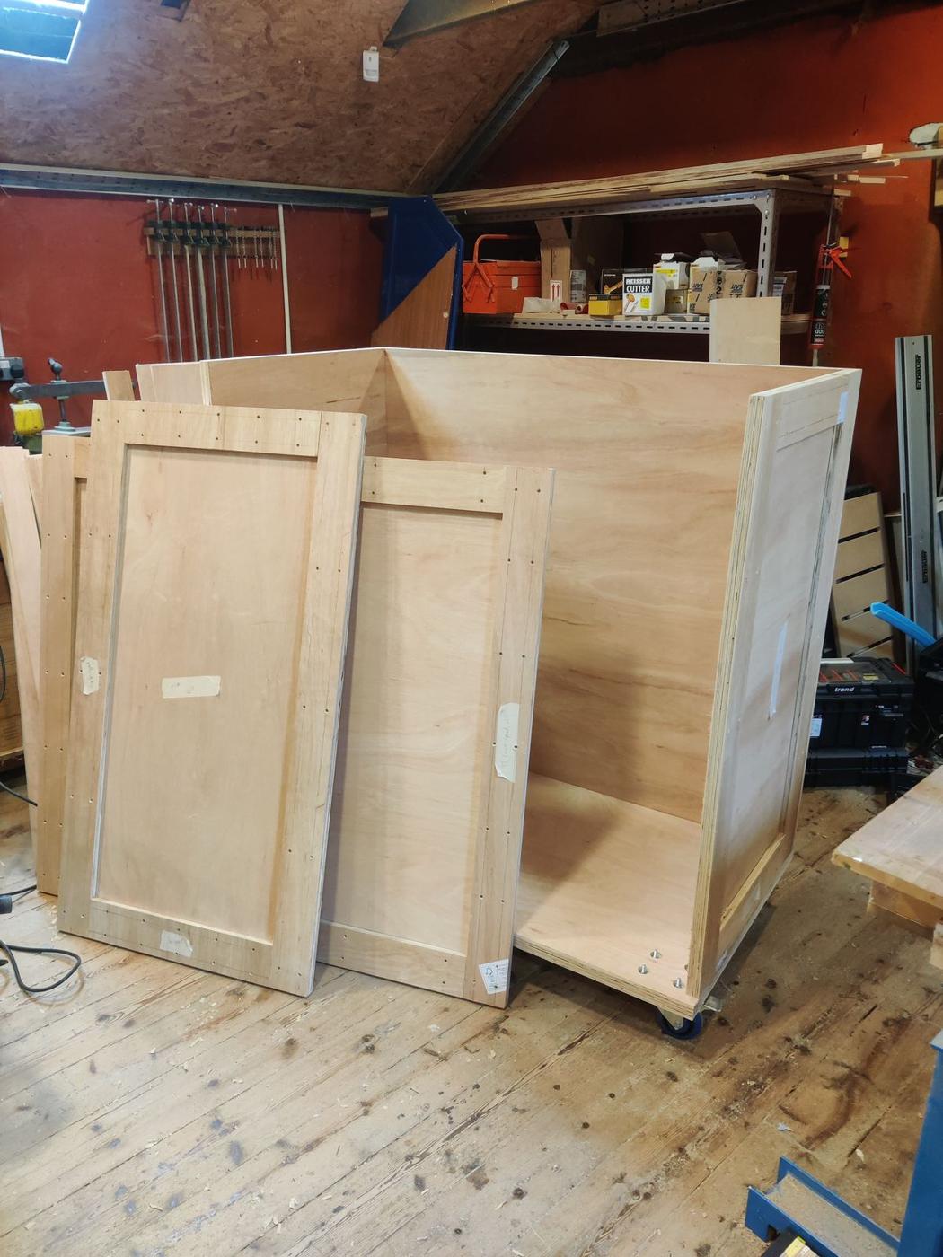 Crates during construction