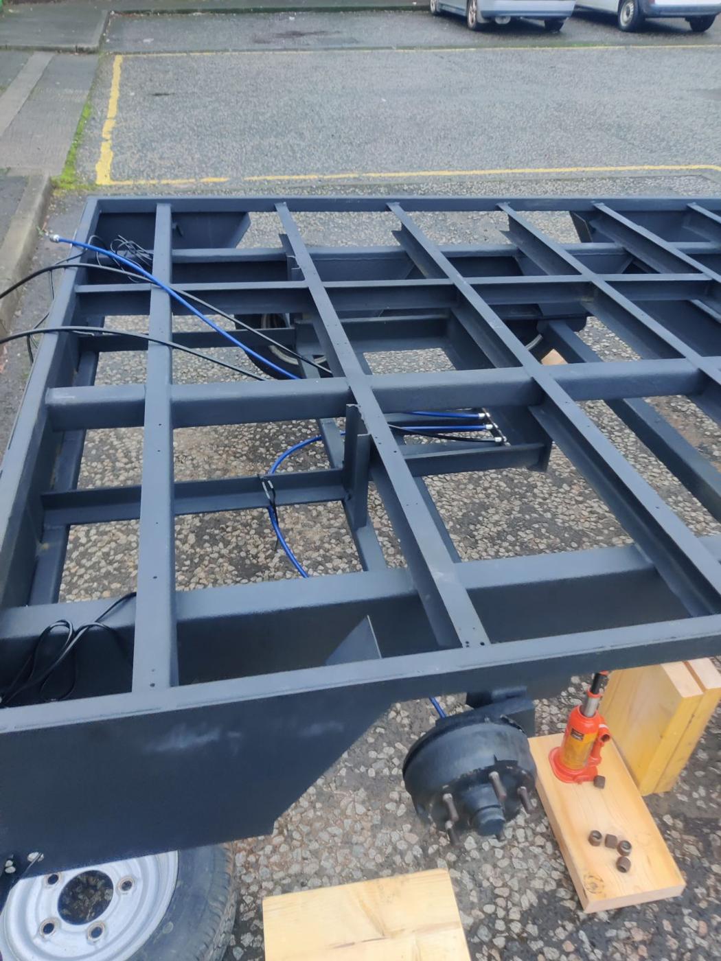 Close-up of the finished trailer frame